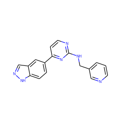 c1cncc(CNc2nccc(-c3ccc4[nH]ncc4c3)n2)c1 ZINC000072137757