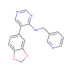 c1cncc(CNc2ncncc2-c2ccc3c(c2)OCO3)c1 ZINC000004258570