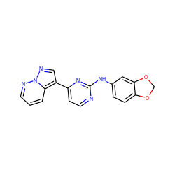 c1cnn2ncc(-c3ccnc(Nc4ccc5c(c4)OCO5)n3)c2c1 ZINC000012354947