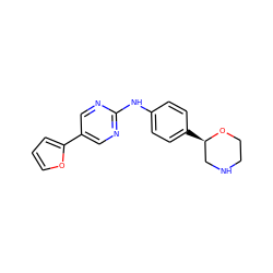 c1coc(-c2cnc(Nc3ccc([C@@H]4CNCCO4)cc3)nc2)c1 ZINC000150006371