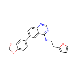 c1coc(CCNc2ncnc3ccc(-c4ccc5c(c4)OCO5)cc23)c1 ZINC000036382596