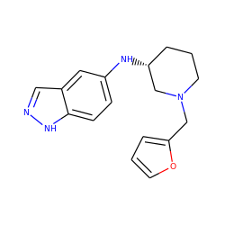 c1coc(CN2CCC[C@@H](Nc3ccc4[nH]ncc4c3)C2)c1 ZINC000028640649