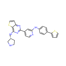 c1csc(-c2ccc(Nc3cc(-c4nc(N[C@@H]5CCNC5)c5sccc5n4)ccn3)cc2)c1 ZINC000223695994