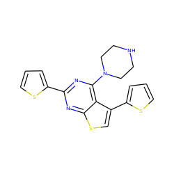 c1csc(-c2nc(N3CCNCC3)c3c(-c4cccs4)csc3n2)c1 ZINC000299831272