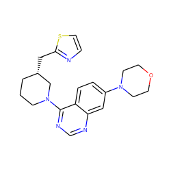 c1csc(C[C@H]2CCCN(c3ncnc4cc(N5CCOCC5)ccc34)C2)n1 ZINC000199431435