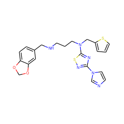 c1csc(CN(CCCNCc2ccc3c(c2)OCO3)c2nc(-n3ccnc3)ns2)c1 ZINC000035820910