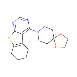 c1nc(N2CCC3(CC2)OCCO3)c2c3c(sc2n1)CCCC3 ZINC000004295507