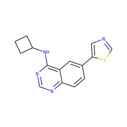 c1nc(NC2CCC2)c2cc(-c3cncs3)ccc2n1 ZINC000299852603