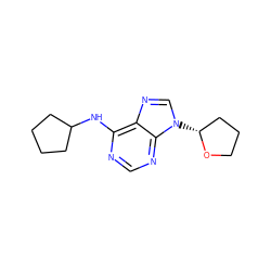 c1nc(NC2CCCC2)c2ncn([C@@H]3CCCO3)c2n1 ZINC000013824414