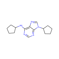 c1nc(NC2CCCC2)c2ncn(C3CCCC3)c2n1 ZINC000013824412