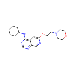 c1nc(NC2CCCCC2)c2cc(OCCN3CCOCC3)ncc2n1 ZINC000040395643