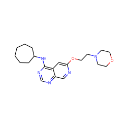 c1nc(NC2CCCCCC2)c2cc(OCCN3CCOCC3)ncc2n1 ZINC000040893335