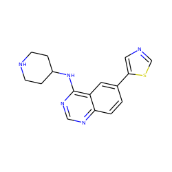 c1nc(NC2CCNCC2)c2cc(-c3cncs3)ccc2n1 ZINC000299852301