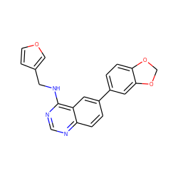 c1nc(NCc2ccoc2)c2cc(-c3ccc4c(c3)OCO4)ccc2n1 ZINC000036382608