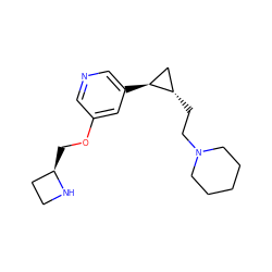 c1ncc([C@H]2C[C@@H]2CCN2CCCCC2)cc1OC[C@@H]1CCN1 ZINC000096914915