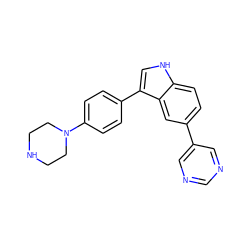 c1ncc(-c2ccc3[nH]cc(-c4ccc(N5CCNCC5)cc4)c3c2)cn1 ZINC000073129648