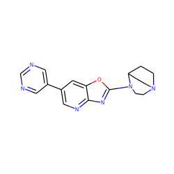 c1ncc(-c2cnc3nc(N4CCN5CCC4CC5)oc3c2)cn1 ZINC000045374912