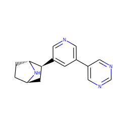 c1ncc(-c2cncc([C@H]3C[C@H]4CC[C@H]3N4)c2)cn1 ZINC000168356820