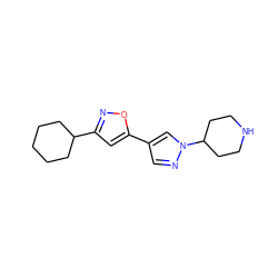 c1nn(C2CCNCC2)cc1-c1cc(C2CCCCC2)no1 ZINC000045505898